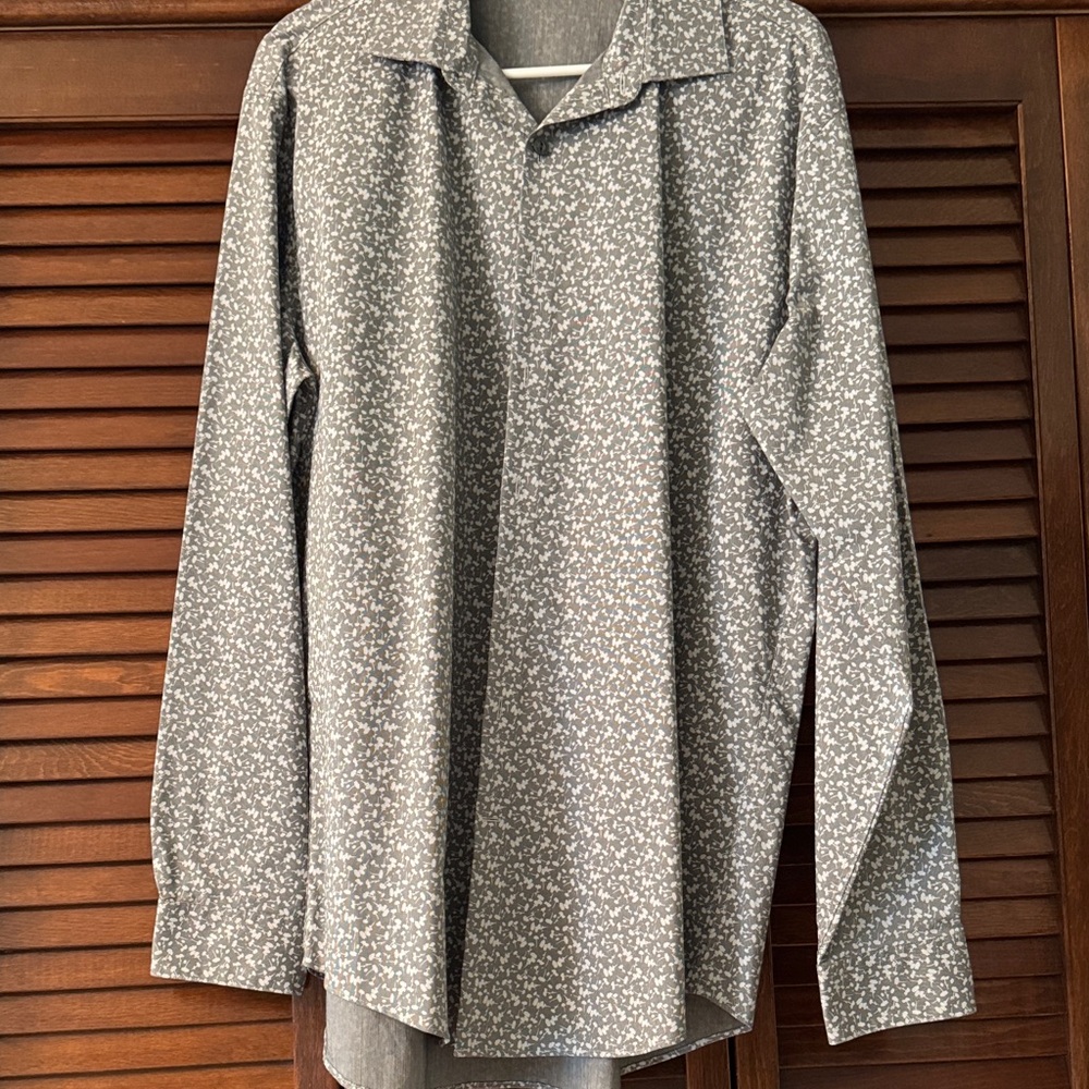 Gray Floral Long Sleeve Shirt